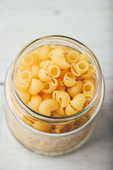 Italian pipe rigate pasta in a jar
