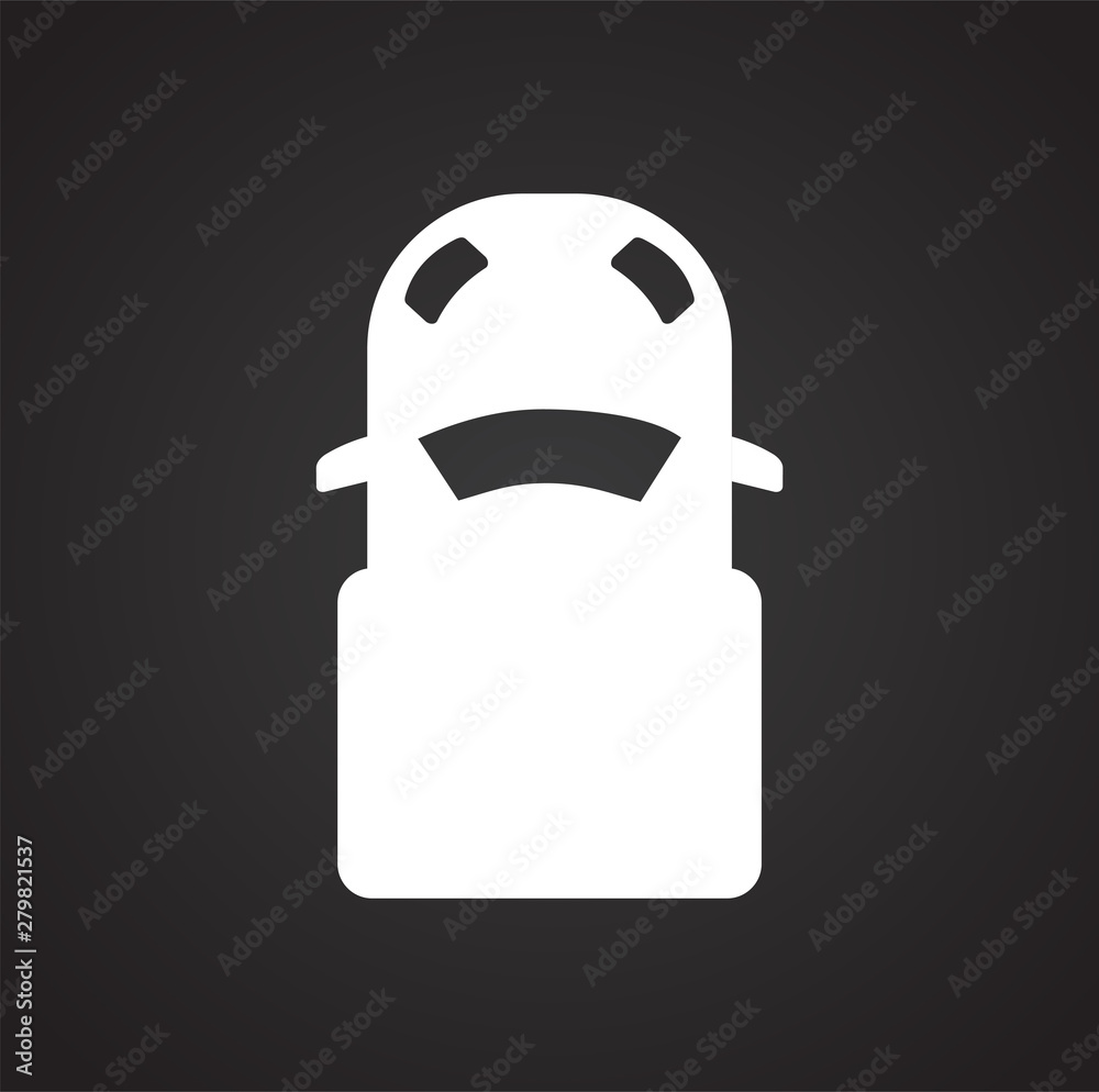 Poster car top view icon on background for graphic and web design. simple illustration. internet concept sy