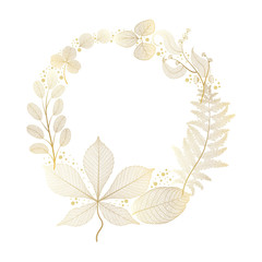 Beautiful wreath of leaves. Vector illustration.