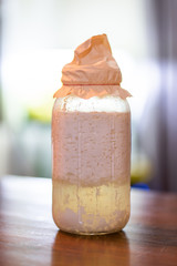 Fermented full fat milk with kefir grains