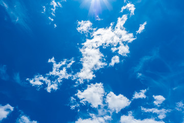 Fototapeta na wymiar blue sky background with big tiny clouds