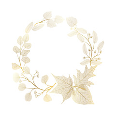 Beautiful wreath of leaves. Vector illustration.