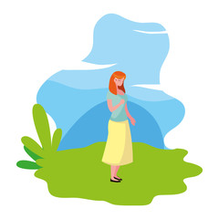 smiling woman character portrait landscape