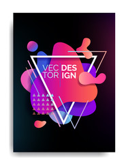 Abstract flowing liquid elements poster A4, colorful forms, dynamic geometric shapes, gradient waves, vector illustration.