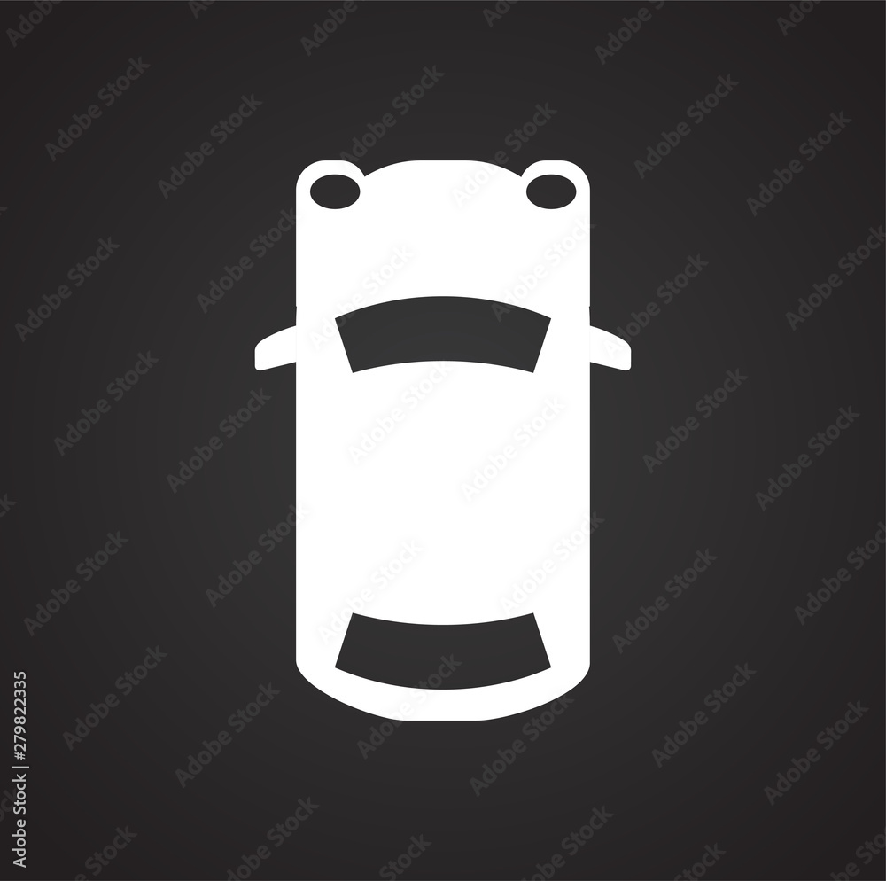 Poster car top view icon on background for graphic and web design. simple illustration. internet concept sy