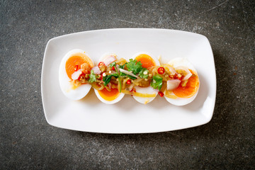 Soft Boiled Eggs Spicy Salad