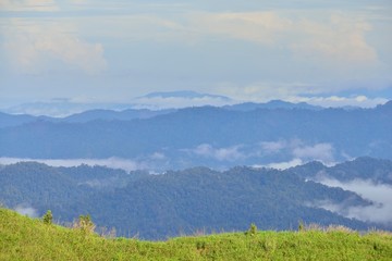 Landscape of green mountain view with Blur style : provide for insert into background base layer