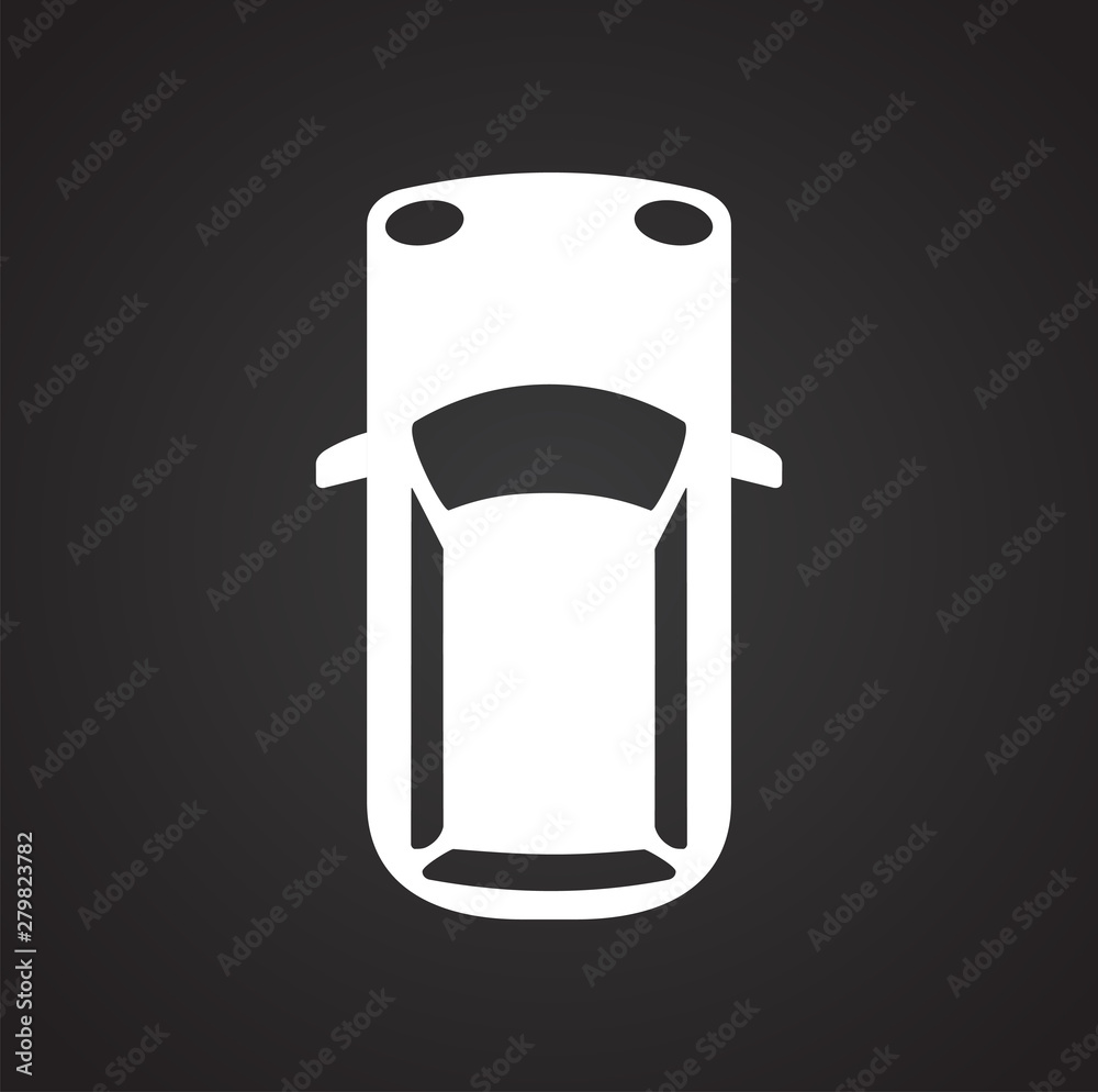 Poster car top view icon on background for graphic and web design. simple illustration. internet concept sy