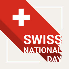 Swiss National Day Greeting Card with Flag of Switzerland