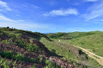 Landscape of green mountain view with Blur style : provide for insert into background base layer