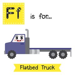 Letter F tracing. Flatbed Truck