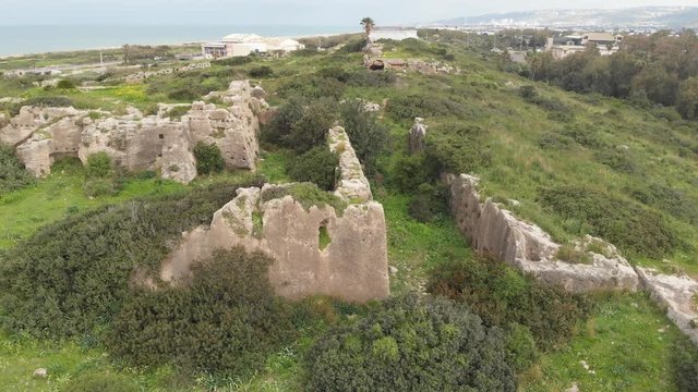 Le Destroit (also known as Districtum or Horvat Qarta) is a ruined medieval fortress, built by the Crusaders in the early 12th century CE, located near the town of Atlit, Israel.