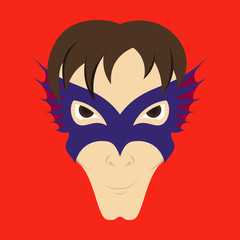 Superhero in Action. Superhero character . Icon in flat style