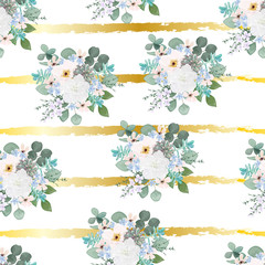 Seamless pattern with Rose flowers. Watercolor. Vector, EPS 10.