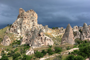 Uchisar Castle-Mountain, Cappadocia, Central Anatolia, Turkey.