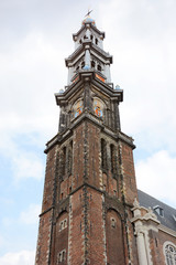 Fototapeta na wymiar Bell tower of Westerkerk church in Amsterdam, Netherlands