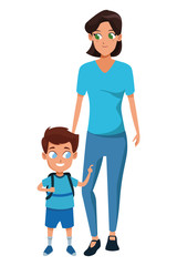 Family single parent with children cartoon