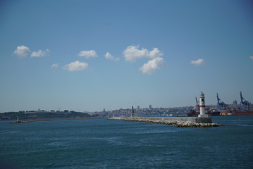 Fototapeta na wymiar istanbul seascape and seagulls