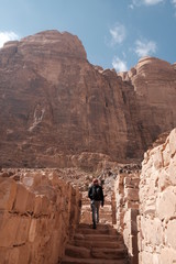 Fototapeta na wymiar a woman in the canyon in the desert