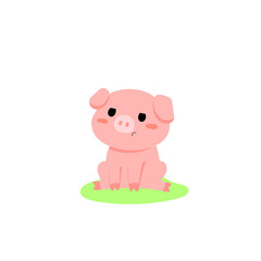 Flat illustration, kawaii pig.