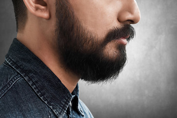 Side view of bearded man