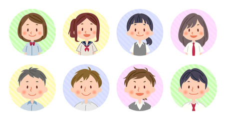 夏服の学生　アイコンセット