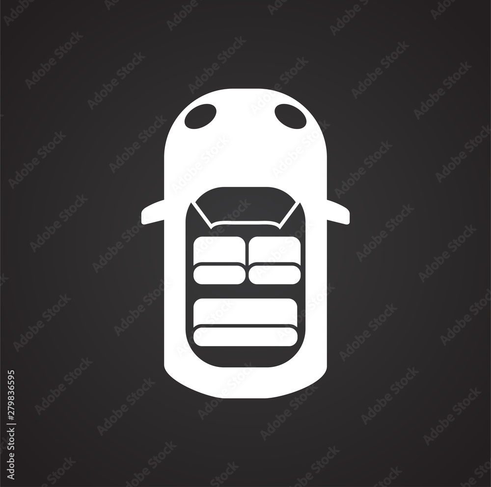 Poster car top view icon on background for graphic and web design. simple illustration. internet concept sy