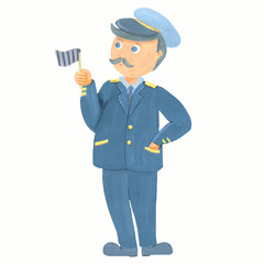 Man in uniform with flag