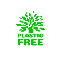 Plastic free logo icon sign with green tree