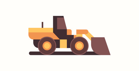 heavy excavator yellow loader machine coal mine production professional equipment mining transport concept flat horizontal