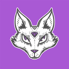 Cute graphic fox face. Good element for printing or tattoo ideas.