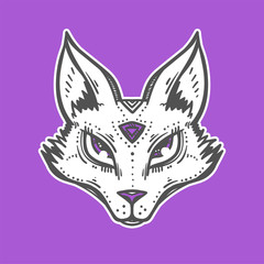 Cute graphic fox face. Good element for printing or tattoo ideas.