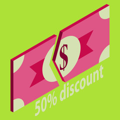 Special offer sale tag isolated vector illustration. Discount offer price label, symbol for advertising campaign in retail, sale promo marketing, 50% off discount sticker, ad offer on shopping day