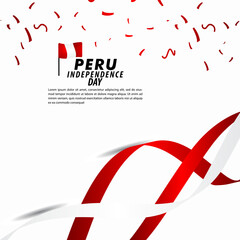 Peru Independence Day Celebration Vector Template Design Illustration - obrazy, fototapety, plakaty