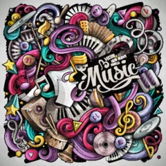 Fotobehang Music hand drawn vector doodles illustration. Musical poster design © balabolka