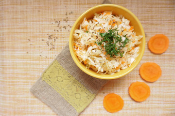 cabbage salad, fermented cabbage, with carrots and anise