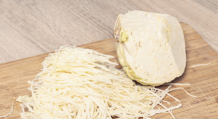 finely chopped cabbage closeup