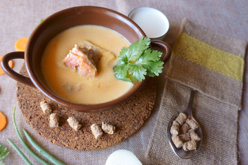 cream salmon soup with cream
