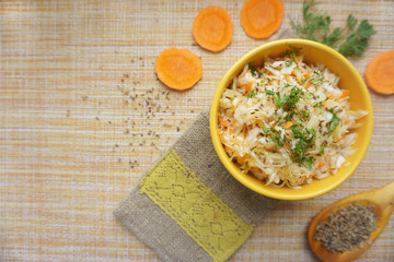 cabbage salad, fermented cabbage, with carrots and anise