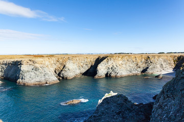 The rocks and cliffs in the ocean of the famous island Belle Ile en Mer in France