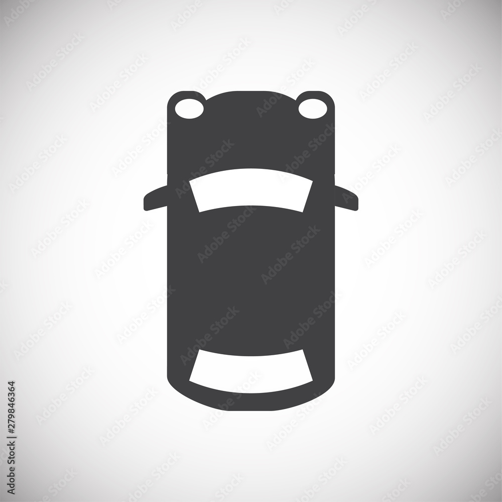 Poster car top view icon on background for graphic and web design. simple illustration. internet concept sy