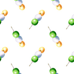 Seamless pattern with japanese  Dango dessert