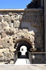 The double ancient Roman walls of the gate to the city of Aosta - Italy