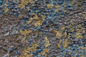 Yellow and blue paint chip stone grunge distress vintage colorful background texture