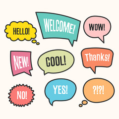 Speech bubbles set with short messages