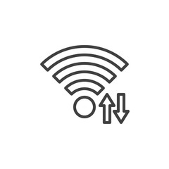 Wi fi signal transfer arrows line icon. linear style sign for mobile concept and web design. Wireless network share outline vector icon. Symbol, logo illustration. Vector graphics