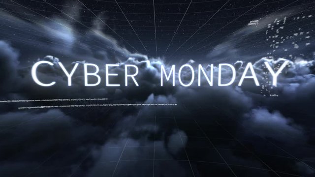 White Cyber Monday text appearing among clouds in stormy sky