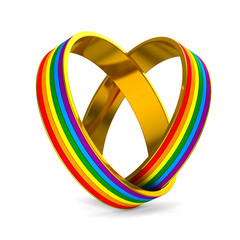 two lgbt rings on white background. Isolated 3D illustration