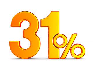 thrity one percent on white background. Isolated 3D illustration