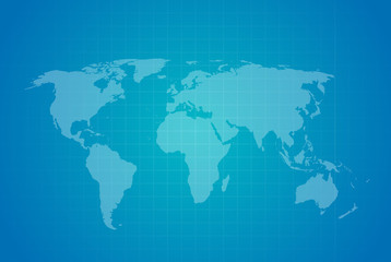 Fototapeta na wymiar Blue checked world map on blue background